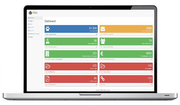 The TWIX online dashboard, enabling users to navigate to the database, identification guides, rescue centre directories and more